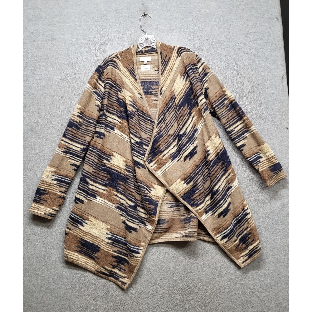 Lucky Brand Women Cardigan M Brown Aztec‎ Bohemian Long Sleeve Open Front